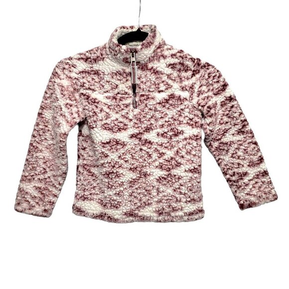 Cuddly Sherpa 1/4 Zip Burgundy and White Pull Over Fleece Jacket - Picture 1 of 6